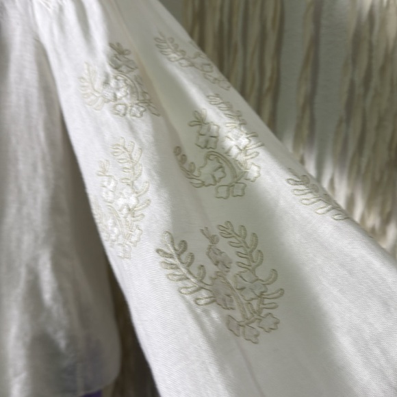 Boteh White Boho Blouse with Cream Embroidery Detail Size 0(XS/S) - Picture 3 of 11
